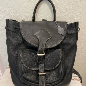 Vintage 90s Roots Black Leather Backpack